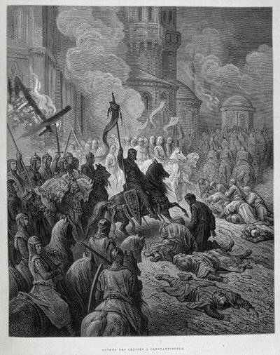 Vstup křižáků do Konstantinopole během čtvrté křížové výpravy od Gustava Doré. od Gustave Dore