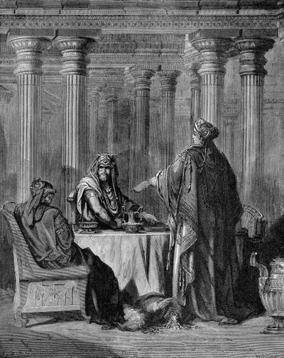 Ester obviňuje Hamana od Gustave Dore