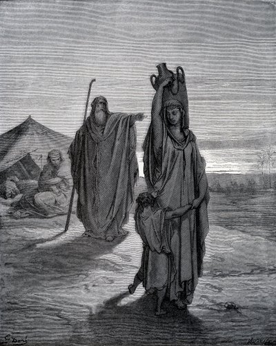 Vyhnání Hagar od Gustave Dore