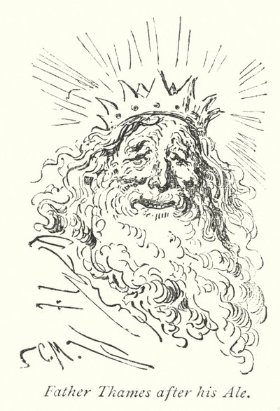 Otec Temže po svém pivu (rytina) od Gustave Dore
