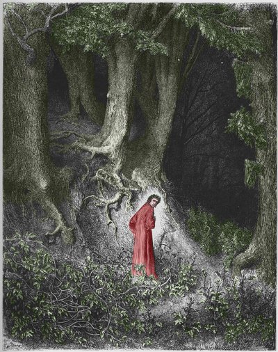 První píseň pekla: básník Dante se ocitne v lese. Ilustrace Gustave Dore od Gustave Dore