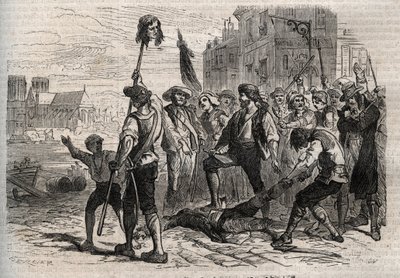 Francouzská revoluce: Smrt Jacquese de Flesselles, hraběte z Bregy (1730-1789), francouzského správce, prevot des marchands sur les degres de l