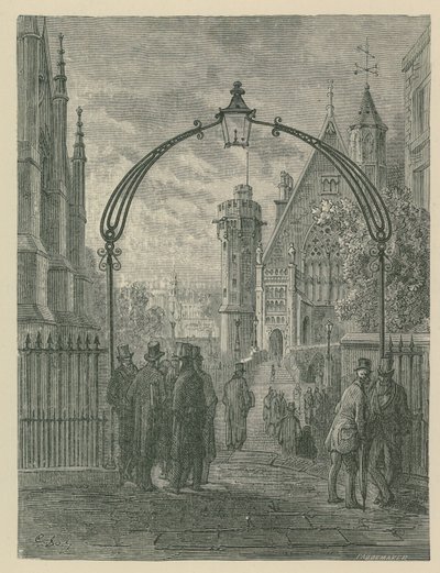 Celkový pohled na lidi na ulici v chrámu od Gustave Dore