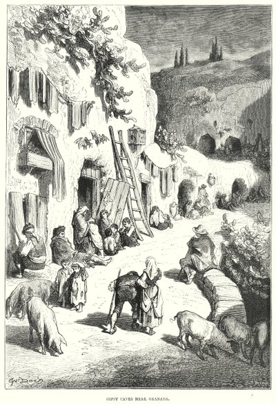 Cikánské jeskyně u Granady (rytina) od Gustave Dore