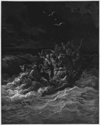 Gustave Dore Bible: Ježíš tiší bouři od Gustave Dore