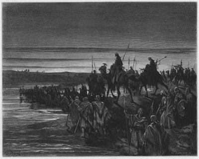 Gustave Dore Bible: Děti Izraele překračující Jordán od Gustave Dore
