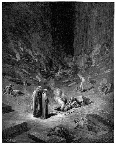 Peklo: město Dis, římský bůh podsvětí, 1863 od Gustave Dore
