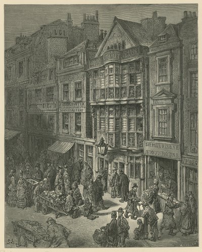 Ilustrace zobrazující ulici Bishopsgate Street od Gustave Dore