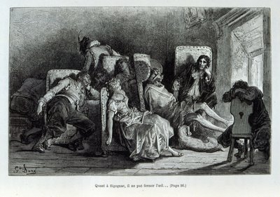 Ilustrace zobrazující „Kapitána Fracasse“, postavu z commedia dell