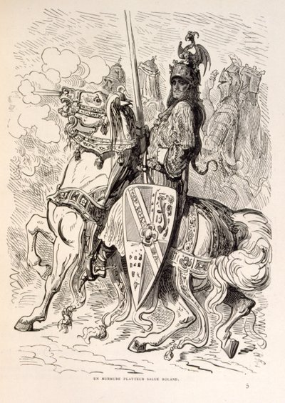 Ilustrace Rolanda na koni z knihy La legende de Croque-Mitaine. od Gustave Dore