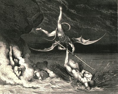 Při pronásledování proto spěchal a zvolal: Ty jsi chycen, c1890. od Gustave Dore