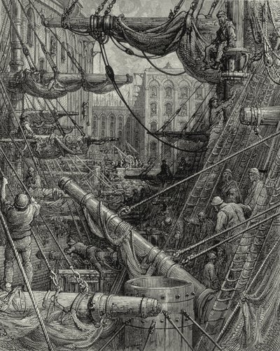 V londýnských docích. Rytina: Gustave Doré. Z: "Londýn - pouť", text W. B. Jerrold, rytý C. Maurant, 1872. od Gustave Dore