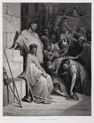 Urážky Krista během jeho soudu, Ilustrace z Doreho bible od Gustave Dore