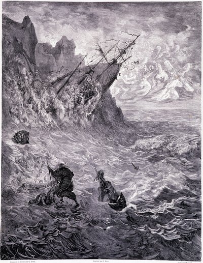 Přecházím moře... deska X - Ilustrace Gustave Dore (1832-1883), pro putování La legende du Jeif od Pierra Duponta, edice Librairie du Magasin Picturesque, Paříž 1862 od Gustave Dore