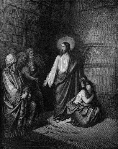 Ježíš a žena přistiženi při cizoložství od Gustave Dore