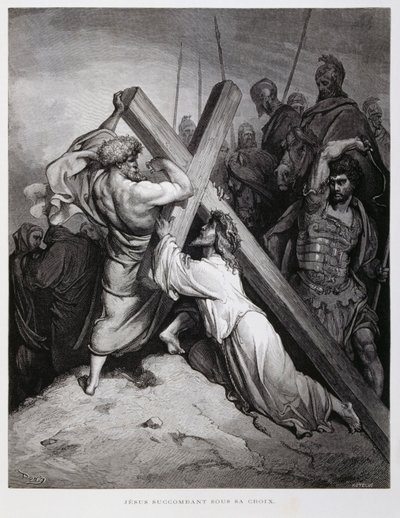 Ježíš nese kříž, Ilustrace z Doreho bible od Gustave Dore