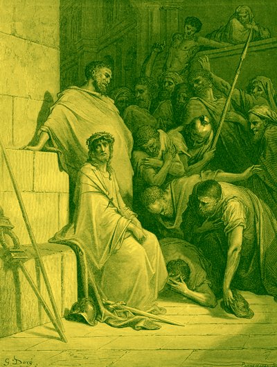 Ježíš je zesměšňován římskými vojáky - Bible od Gustave Dore