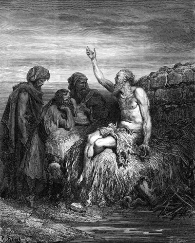 Job a jeho přátelé, rytina Doré. - Bible od Gustave Dore
