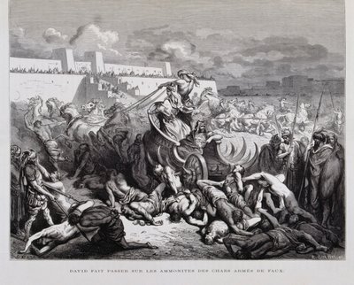 Král David trestá Amónovce , Ilustrace z Doreovy bible od Gustave Dore