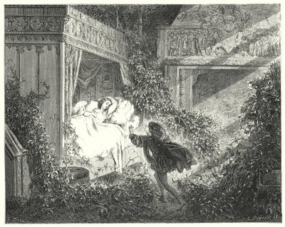 Spící kráska; Šípková Růženka (rytina) od Gustave Dore