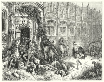 Spící kráska; Šípková Růženka (rytina) od Gustave Dore