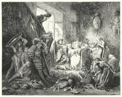 Spící kráska; Šípková Růženka (rytina) od Gustave Dore
