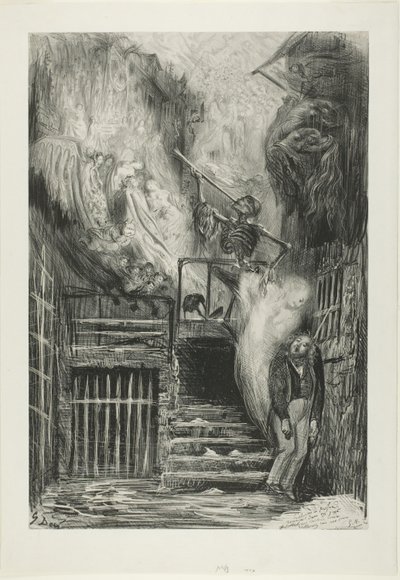 Ulice staré lucerny: Sebevražda Gérarda de Nerval od Gustave Dore