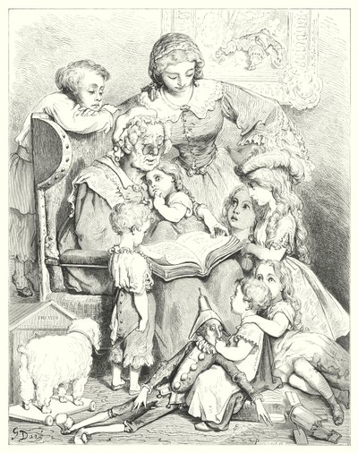 Rodinné vyprávění (rytina) od Gustave Dore