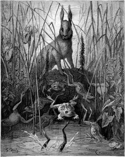 Zajíc a žáby: pohádka Jeana de la Fontaine s ilustracemi Gustava Doreho - Zajíc a žáby - od Gustave Dore