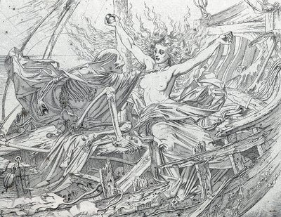 Život a smrt losují osud posádky od Gustave Dore