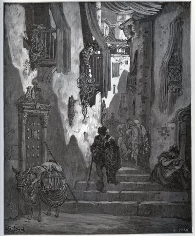Luscinde posílá lístek Cardeniovi - z „Don Quijote de la Mancha“ od Miguela Cervantese (1547-1616) (Don Quijote) - Dřevoryt podle kresby Gustava Dore od Gustave Dore