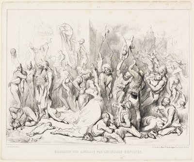 Masakr Angličanů vzbouřenými hinduisty od Gustave Dore