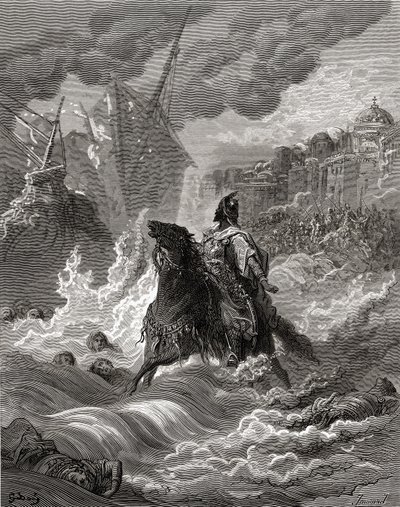 Mohamed II (1432-81) před Konstantinopolí v roce 1453, ilustrace z 