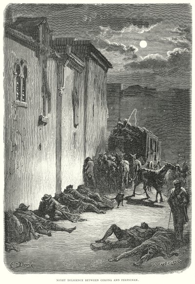 Noční prohlídka mezi Geronou a Perpignanem (rytina) od Gustave Dore