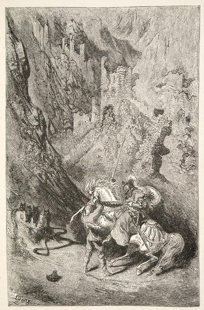 Na cestě do Zelené kaple, z Příběhů dnů krále Artuše od Charlese Henryho Hansona, pub.1898 od Gustave Dore