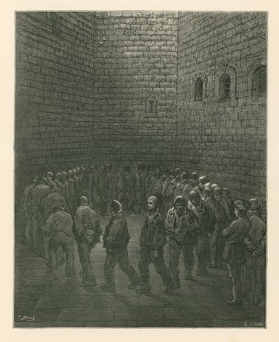 Vězni na cvičišti věznice Newgate od Gustave Dore