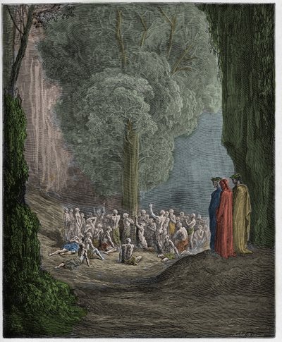 Purgatorio, Canto 24: Obžerské duše volající pod stromem, ilustrace z „Božské komedie“ od Dante Alighieriho, 1885 od Gustave Dore
