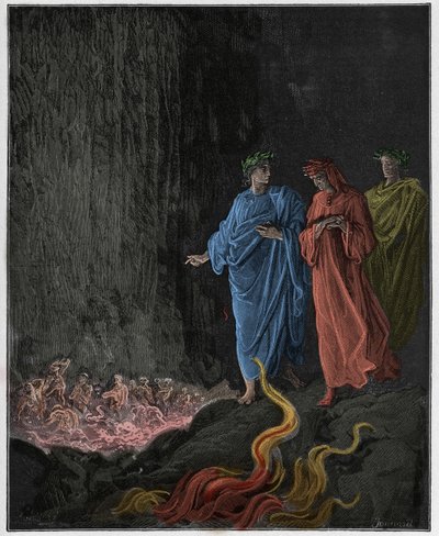Purgatorio, Canto 25: Básníci v sedmém kruhu, ilustrace z „Božské komedie“ od Dante Alighieriho, 1885 od Gustave Dore