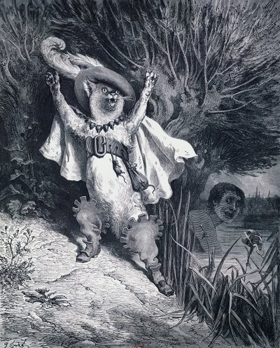 Kocour v botách, ilustrace Gustava Dorea (1832-1883) k pohádce Charlese Perraulta (1628-1703) od Gustave Dore
