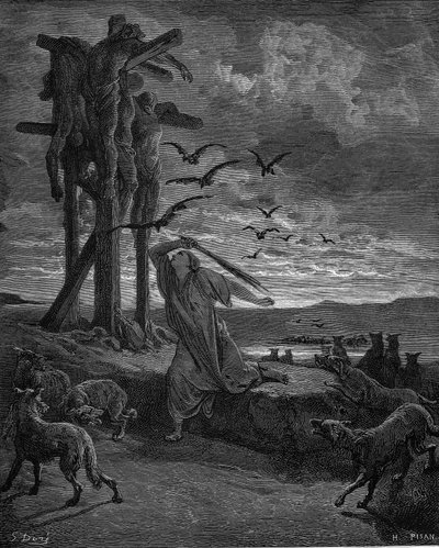 Rizpah, konkubína krále Saula, 1866 od Gustave Dore
