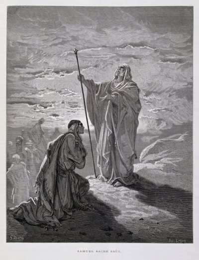 Samuel pomazává Saula za prvního izraelského krále, Ilustrace z Bible Doreovy od Gustave Dore