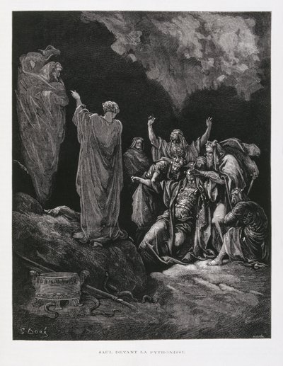 Saul a čarodějnice z Endoru, ilustrace z Doreovy bible od Gustave Dore