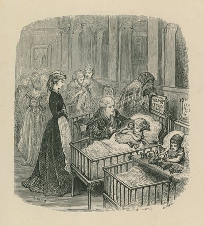 Scéna z londýnské nemocnice od Gustave Dore