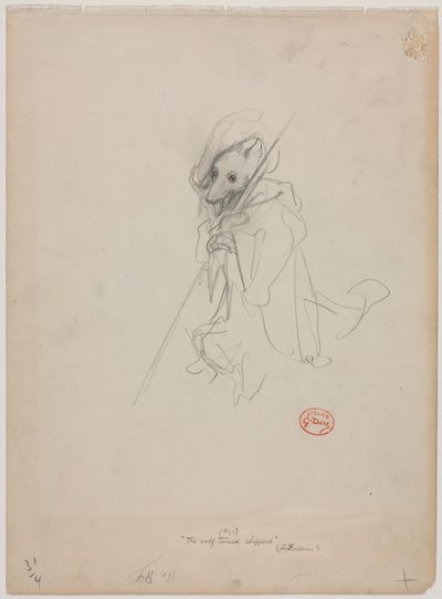 Sketch for The Wolf Turned Shepherd, c. 1868. od Gustave Dore