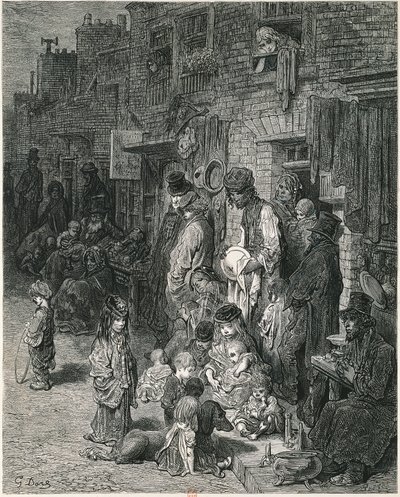 Slums of London, Gustav Dore, Engraving od Gustave Dore