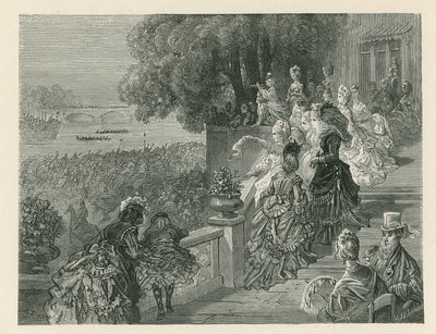 Diváci sledující závod lodí od Gustave Dore
