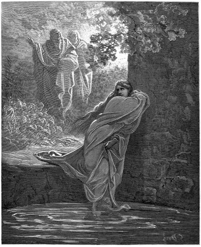 Suzanne ve vaně: ilustrace Gustava Doreho (1832-1883) pro The Bible od Gustave Dore