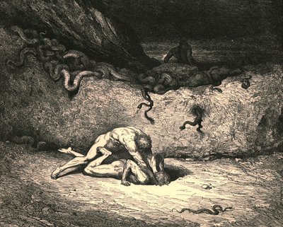 Tím skřítkem vzduchu je Schicchi, v náladě náhodných škodolibých průduchů je stále zášť, c1890. od Gustave Dore