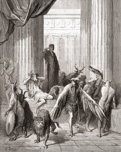 Společníci Ulysses, z konce 19. století vydání Fables de La Fontaine (dřevoryt) od Gustave Dore