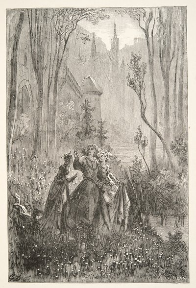 Hraběnka z fontány a její slečny, z Příběhů dnů krále Artuše od Charlese Henryho Hansona, pub.1898 od Gustave Dore